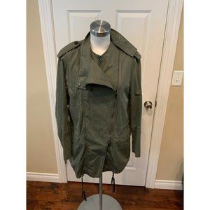 3.1 Phillip Lim Army Green High Neck Jacket w/ Rabbit Fur Lining, Size 8